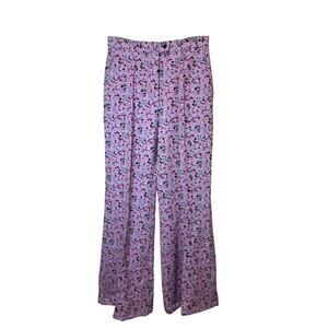 Brogger Odda Trousers Pink Purple Floral Sz M Wide Leg 30x33 MSRP $598-Worn Once